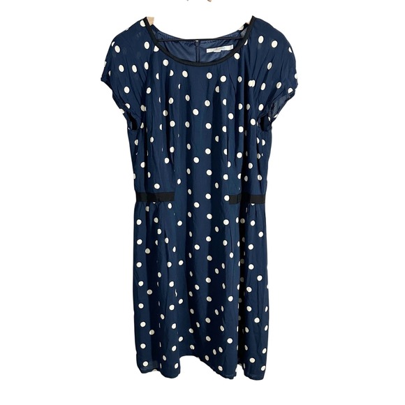 Boden Dresses & Skirts - Boden Easy Day Polka Dot Above Knee‎ Dress Blue 14 Business Casual French Girl